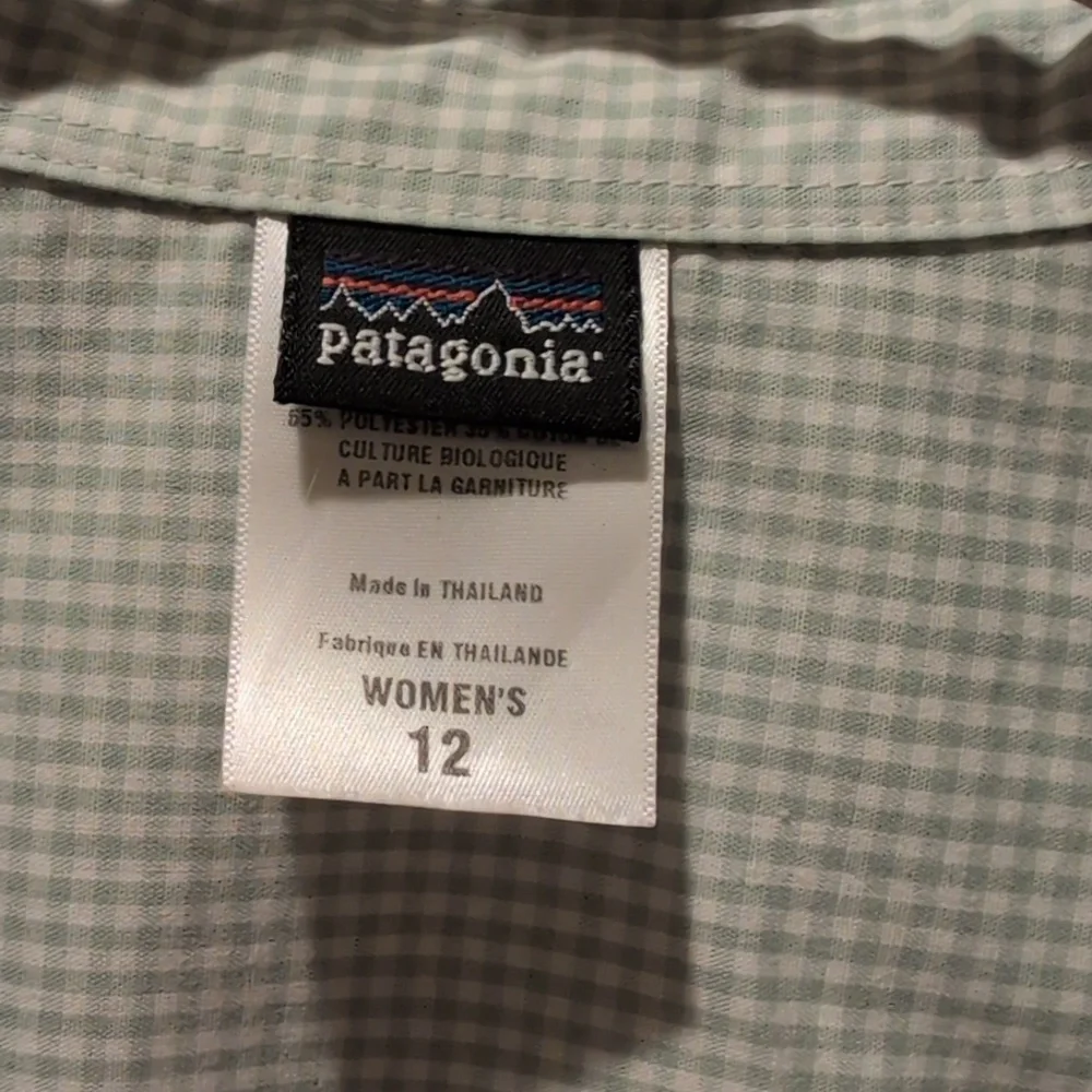 Patagonia Green Checkered Short Sleeve Shirt Organic Cotton Blend - Picture 2 of 8